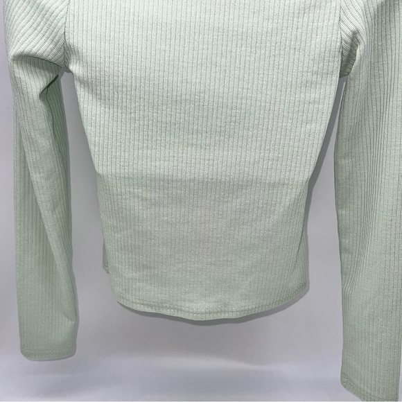 H&M Divided Women’s Light Green Ribbed Knit Open V Front Tie Cardigan-Size XL - Picture 6 of 8